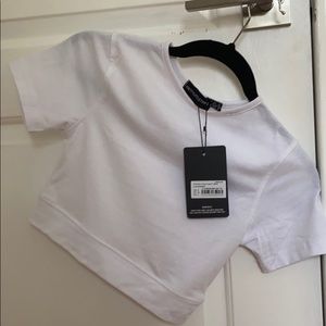 ⭐️PRETTYLITTLETHING WHITE BASIC COTTON CROPPED TEE